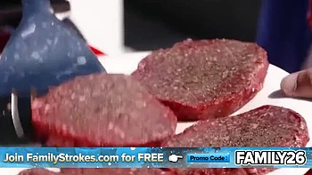 Stepmom & Stepdaughter Share Big Cock at Family BBQ