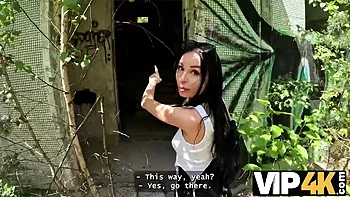 Brunette Cheating Hardcore in Abandoned Building POV