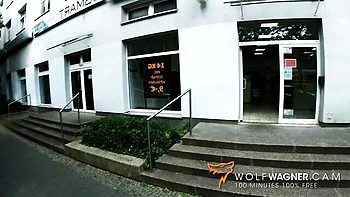 Dirty Priscilla sucks cock in public POV blowjob