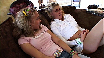 Amateur lesbian teens strip and finger their tight pussies