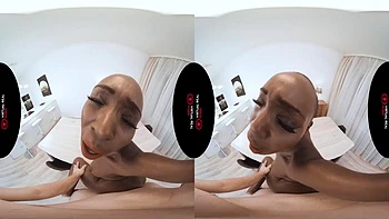 Big Butt Ebony Babe Blows and Rides in VR