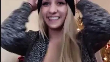 Blonde squirts solo with small tits