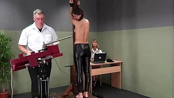 Brunette Teen Naked and Spanked in Prison by Machine