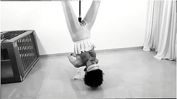 Upside-Down Fuck Machine Traps Her Cum - BDSM POV