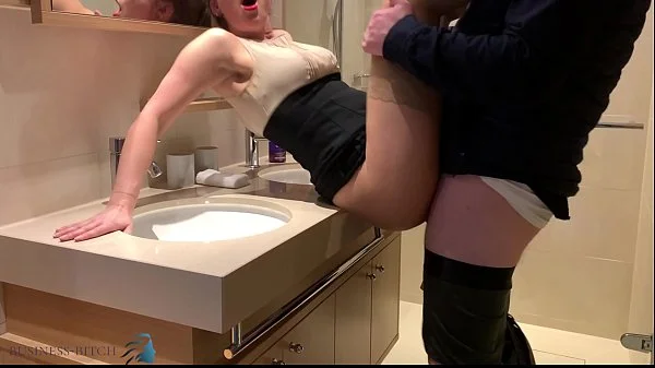 hot clerk used by supervisor in restroom, Business Bitch