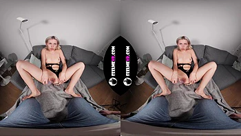 Blonde Gets Climaxed With Dildo in Fishnets