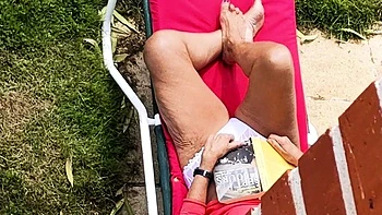 Naked solo masturbation under the sun outdoors