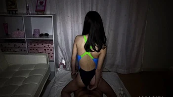 Japanese Teen Himeno in Black Lingerie Masturbates