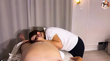 Shy Young Masseuse Sucks Hard Cock & Swallows Cum