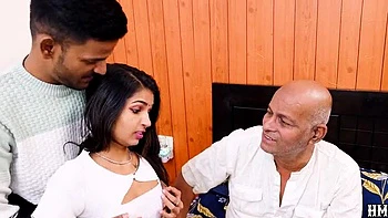 Indian Stepdad and Son Fuck Daughter-in-Law Hardcore and Lick Pussy