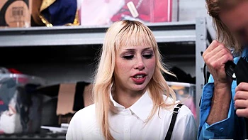 New blonde teen caught shoplifting gets hardcore blowjob