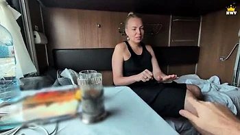 Hot Russian MILF Wife Sucks and Cheats with Neighbor on Bus