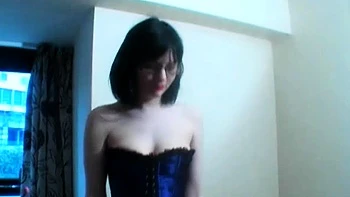 Naughty Brunette Amateur Fucked in Threesome Bukkake