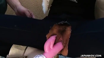 Emiri Rubbing Clit Outdoors with Toys and Big Tits