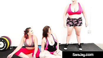 Sara Jay & Angelina Castro's Busty Lesbian Fuckfest