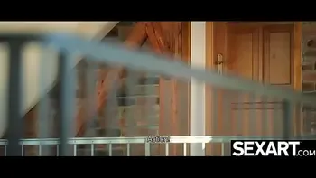 Sexy model sucks and rides her lover's cock behind the scenes