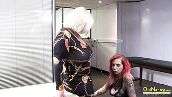 Mature Lesbians With Piercings Kiss And Suck In Lingerie