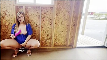 Blonde Milf with Glasses Masturbates Publicly and Talks Dirty