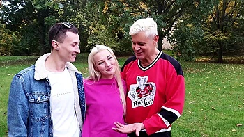 Blondie sucks cock as Dan and Dean fuck deep