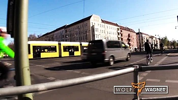 Lustful redhead angel cums in mouth outside