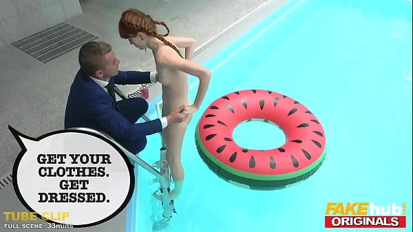 FAKEhub - Skinny small tits 18yr redhead pale skin teen sneaks into older neighbours house to use the swimming pool and ends up being fucked hardcore style in her tight wet creamy pussy