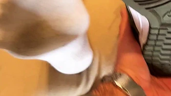 Tall blonde amateur with foot fetish jerking live
