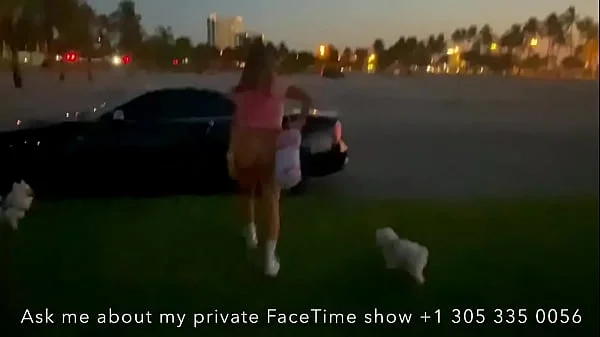 Incredible teen blonde playing without panties in public park