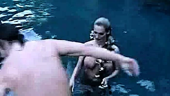 Nudist Vacation: Blonde and Big Tits DP Outdoor Blowjob