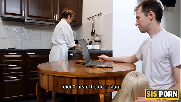 SISPORN. Slim belle copulates with her naughty stepbrother after dinner