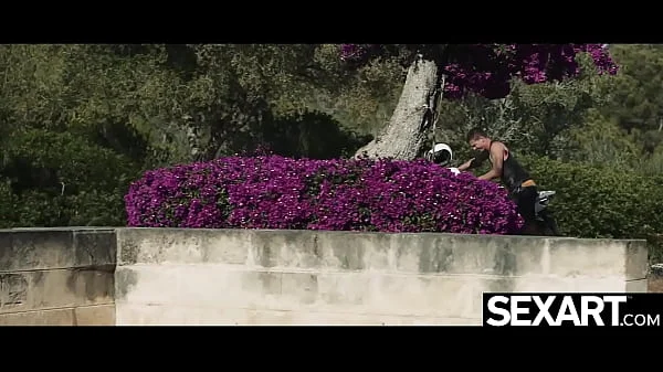 Gorgeous girl jerks her boyfriend's cum all over her big tits