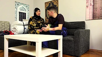 Busty milf in hijab will do anything for a cock