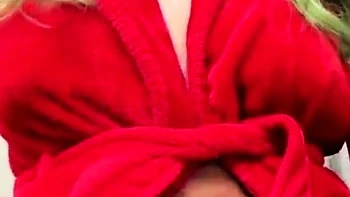 Perfect blond making solo masturbation