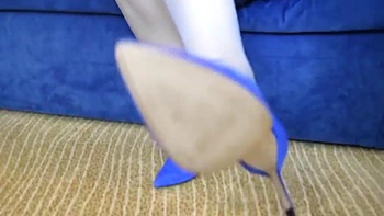 Big Dildo Is Masturbating My Totally Hairy Cunt In Blue Nylon Stockings