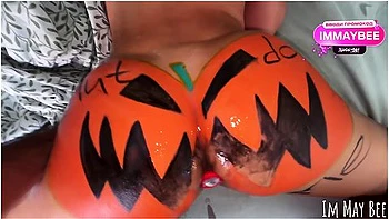 The Local Slut Gets Fucked By The Whole Town On Halloween