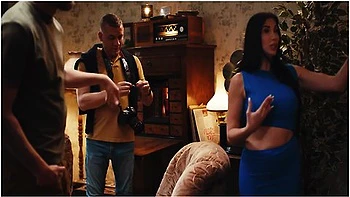 Clea Gaultier And Steve Q - French Brunette With Fake Enhanced Huge Boobs Gets Her Nipples Sucked While Frozen In Time