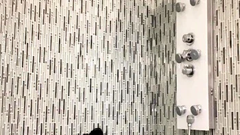 Hot babe with perfect big boobs taking shower